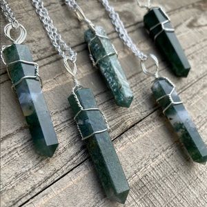 ONE Wire Wrapped Miss Agate Crystal Necklace • OOAK Polished Tumbled Stone